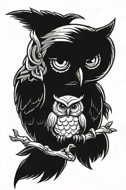 Owl With Girl Holding Hands