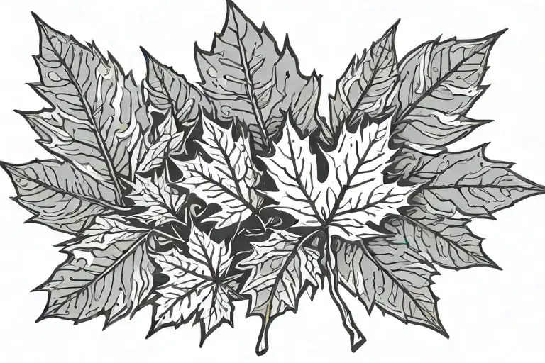 Maple Leaf And Aspen Leaf With Dog Paw
