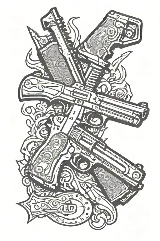 Gun Razor Knives Sticking