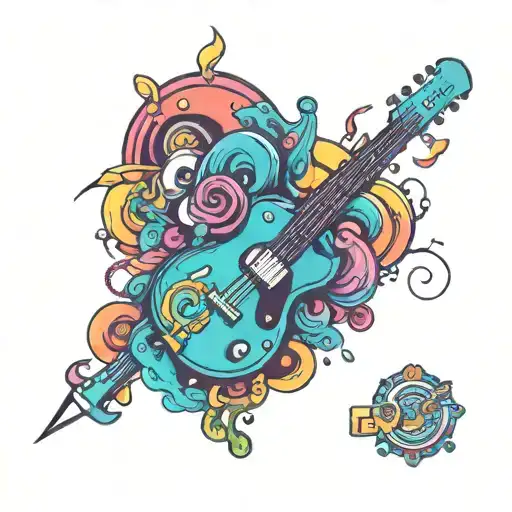 A Psychedelic Music-themed Tattoo Incorporating Vibrant Colors And Trippy Elements