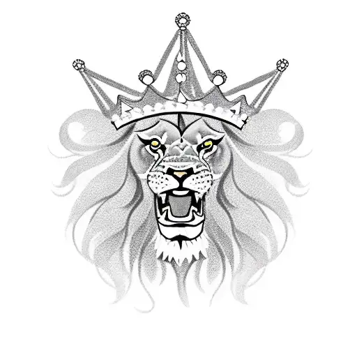 A New-school Design Of A Lion Wearing A Crown With Two Smaller Crowns Representing Your Daughters