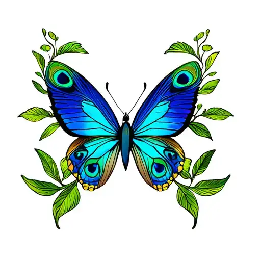 Black Opal And Peacock Butterfly And Carthamus Tinctorius Zanzibar