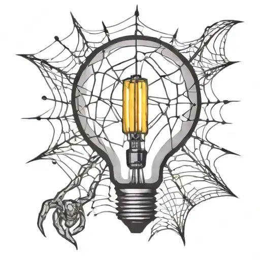 Upside Down Edison Light Bulb With Spider Web
