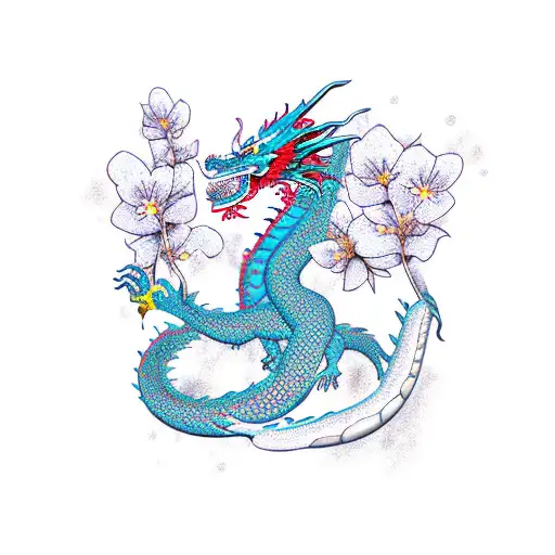 Dragon With Cherry Blossoms