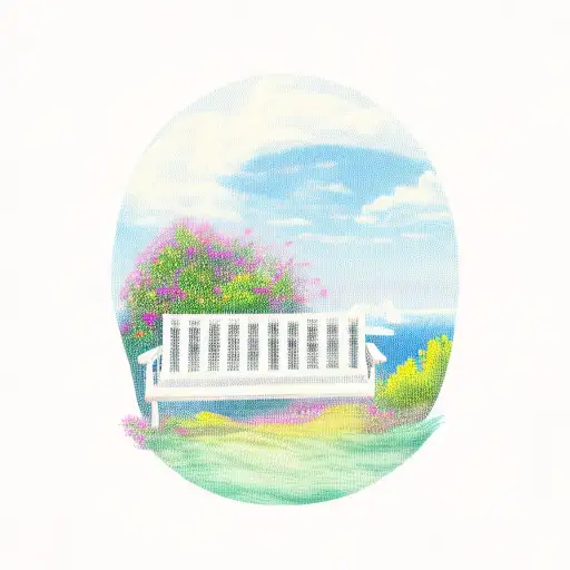 Bench On A Hill Over Looking The Ocean Small Simple