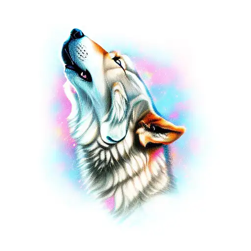 Cartoon Wolfs Howling Up