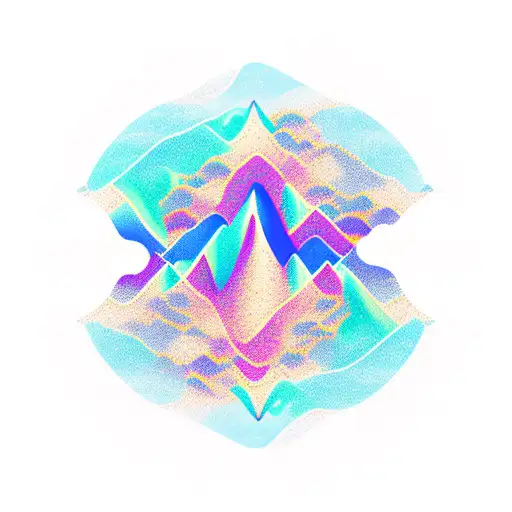 Mountains That Look Like Waves Of The Ocean With A True North Symbol In The Sky