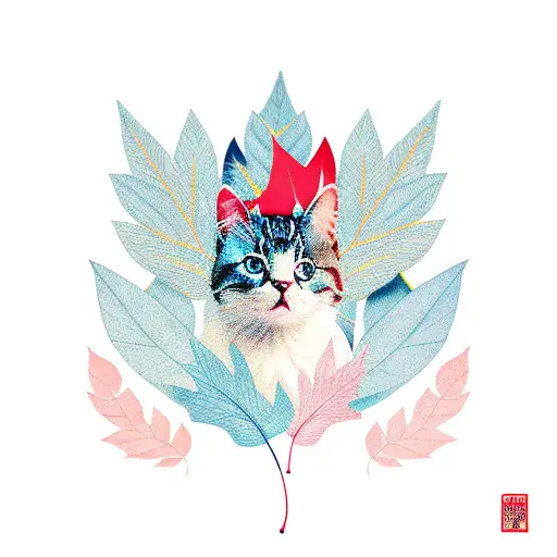 Leaves With Cat