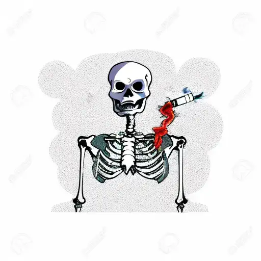 Skeleton Smoking A Cigarette Under A Dead Tree