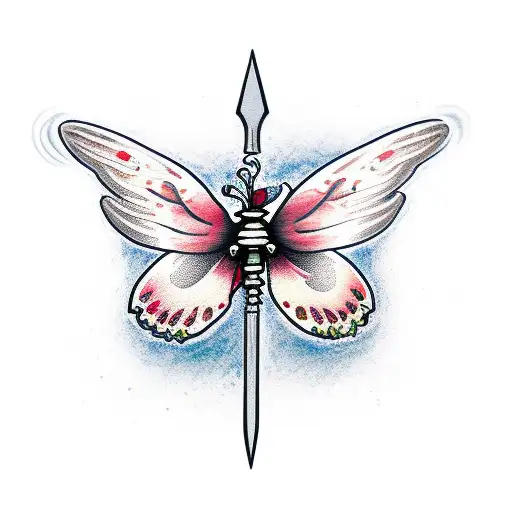 Dagger With Flowers And A Death Moth