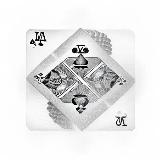 A Realistic Depiction Of A 7 Of Diamonds And 2 Of Spades Made Entirely Of Black And Grey Shading