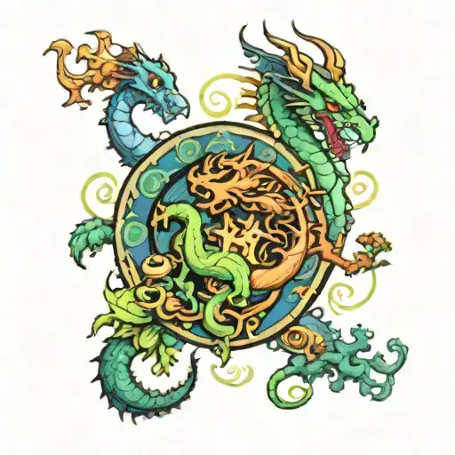 Dragon And Libra And Clover And Earth Element