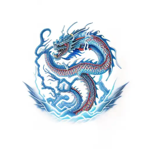 Female Dark Blue And White Mystic Dragon