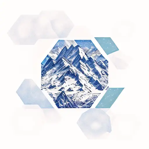 Mountain Scene In A Hexagon