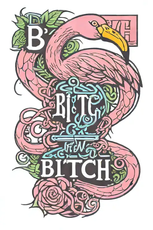 A Flamingo Made Out Of The Word Bitch