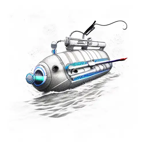 Submarine Sketch Realistic Under Water