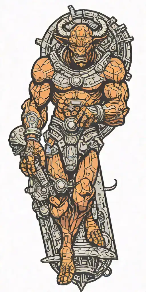 Minotaur Lording Over Crashed Alien Spaceship