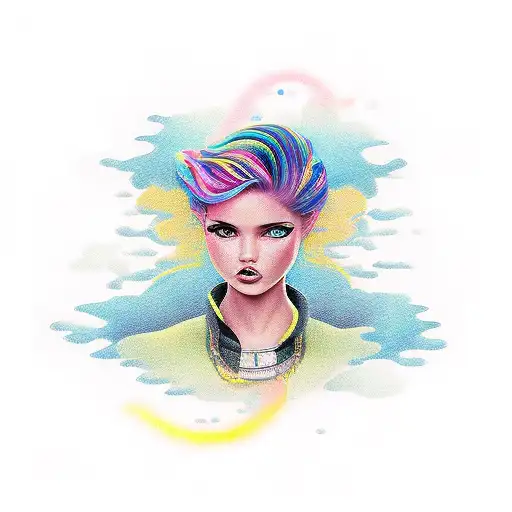 A Girl With A Car Engine As Her Hair