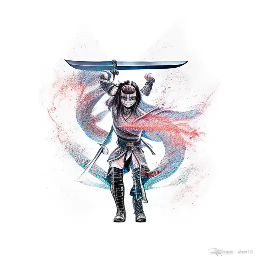 A Fierce Demon Slayer Wielding A Katana Sword In Battle