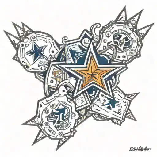 Dallas Cowboys Star And Poker Hand Holding Kk