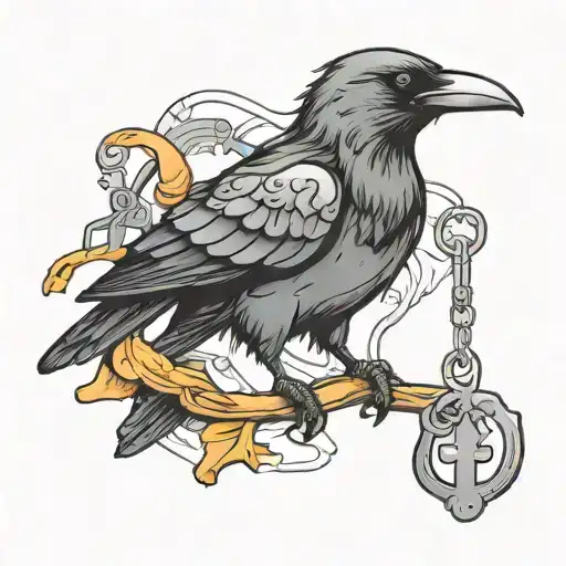 Crow Holding A Key