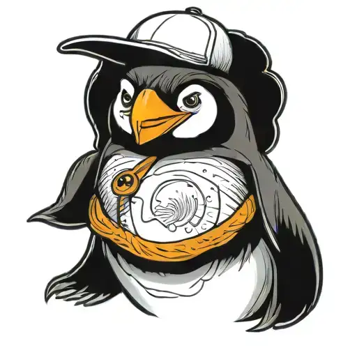 Male Penguin Full Body Wearing A Cap