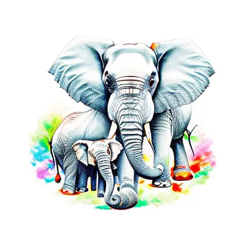 Mother And Baby Elephant Head