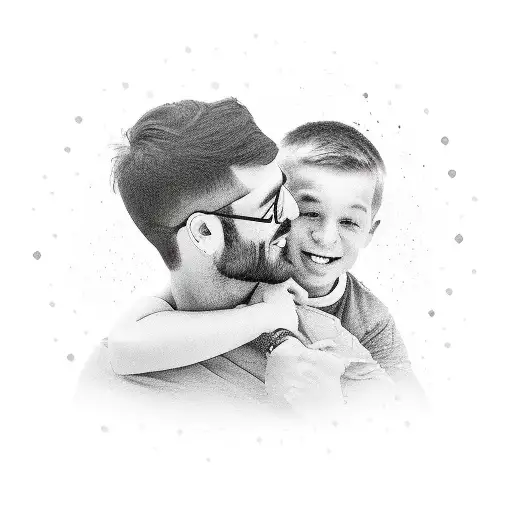 A Father With Son On His Neck