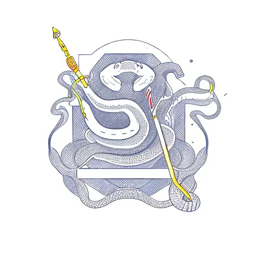 A New-school Design Of A Web Developer Coding With A Snake And A Sword In The Background
