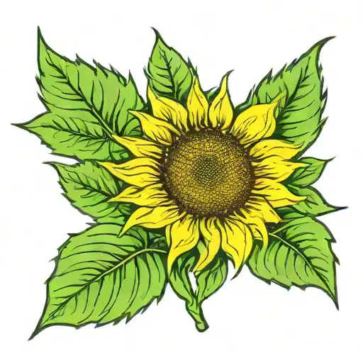Sunflower With Leaves For Above The Knee Cap