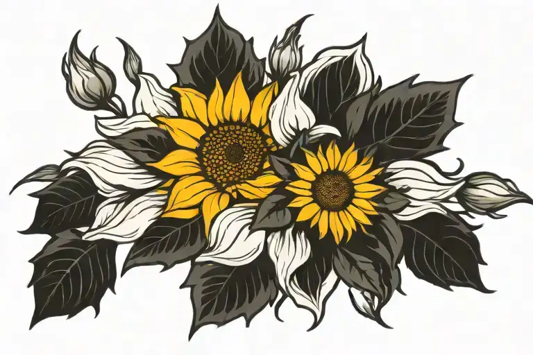 Mahogany Sunflower Rose And Lilly Flower