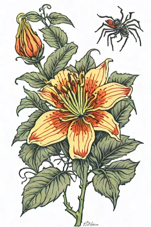 Blood Lily Flower With Spider In It