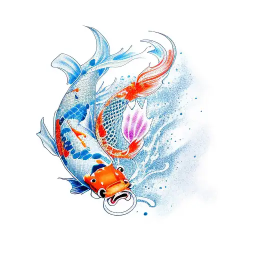 Koi Fish And Water Dragon