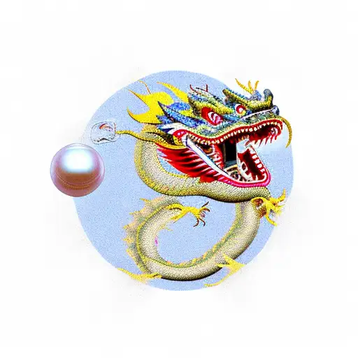 Chinese Dragon With A Pearl Its Mouth
