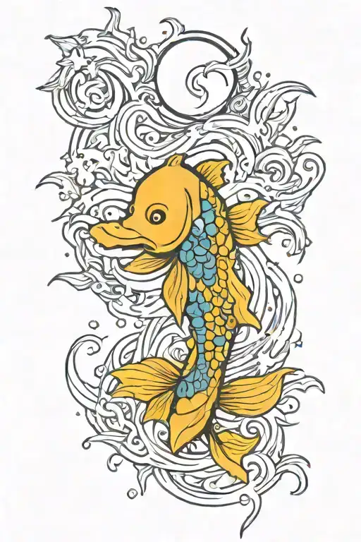 Koi Fish Transforming Into The Woods Sun Moon Star