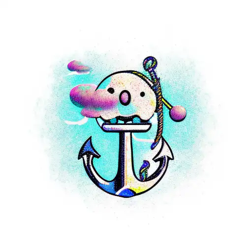 Sad Happy Face With An Anchor In The Neck