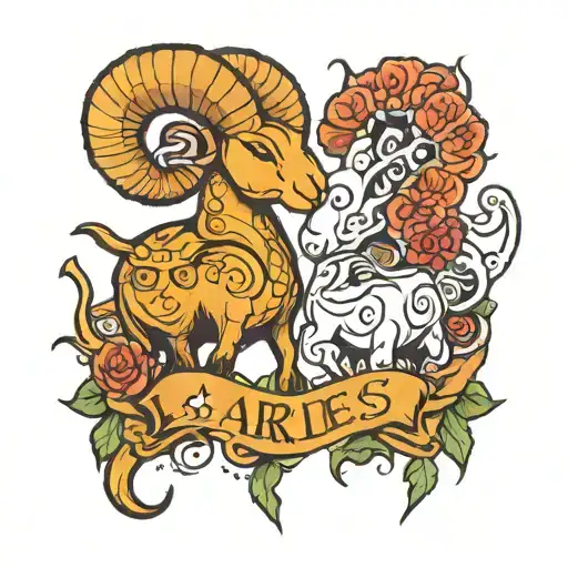 Couples Tattoo Design Featuring The Aries And Cancer Zodiac Signs Integrated