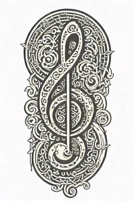 A Tattoo Design Of A Treble Clef With A G Key Incorporated Into The Design