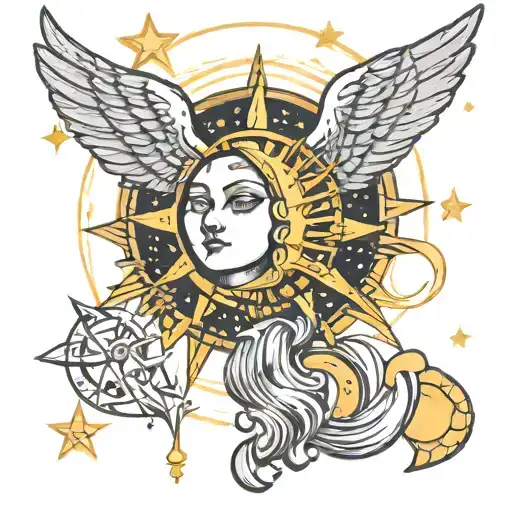 Sun Moon Stars Moon Angle Wings