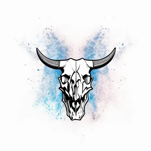 Bull Skull With Guns