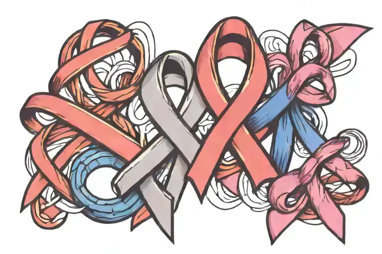 Four Cancer Ribbons Next To Each Other Side