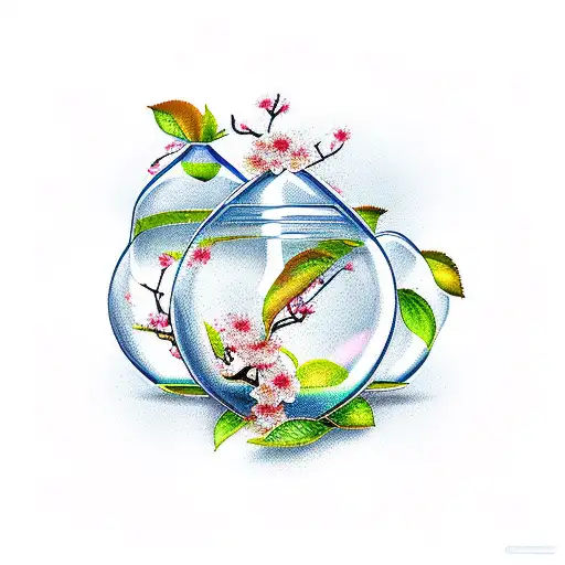 Hourglass With 2 Cherry Blossoms