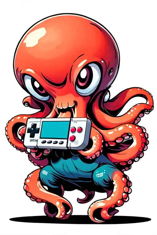 Octopus Playing Nintendo With Pop Culture Reference