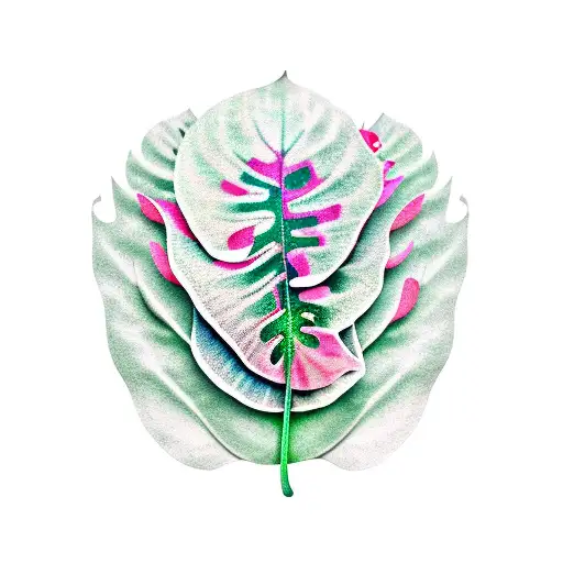 Monstera Leafs Ferns Elephant Ears Foliage Folding Over