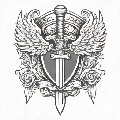 Sword And Sheild With Wings