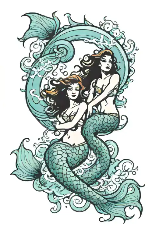 Pisces Mermaids Forming The Pisces Symbol