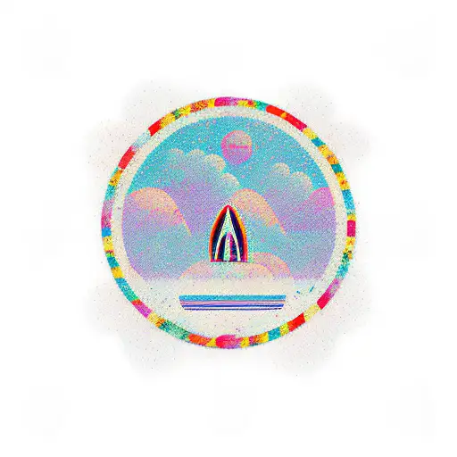 Surfboard Silhouette In The Circle