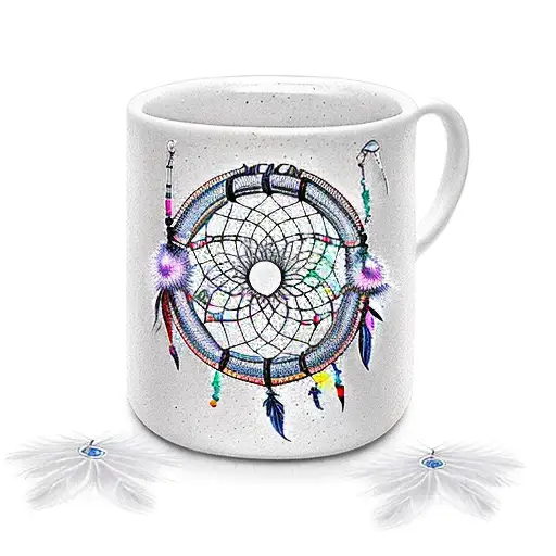 A Coffee Mug With A Dreamcatcher Handle