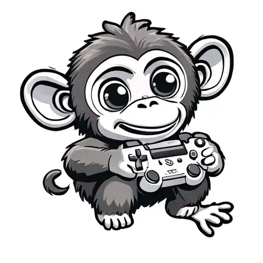 A Cute Monkey Holding A Gaming Controller