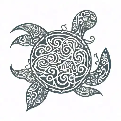 An Abstract Design Of Music Notes Forming A Turtle Shape